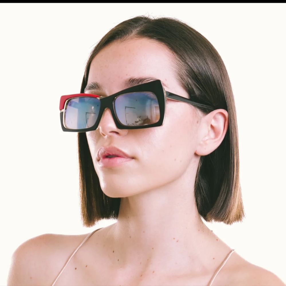 Ultra Graffitis France rectangular sunglasses Avante garde Black And Red 1980 - Picture 12 of 14